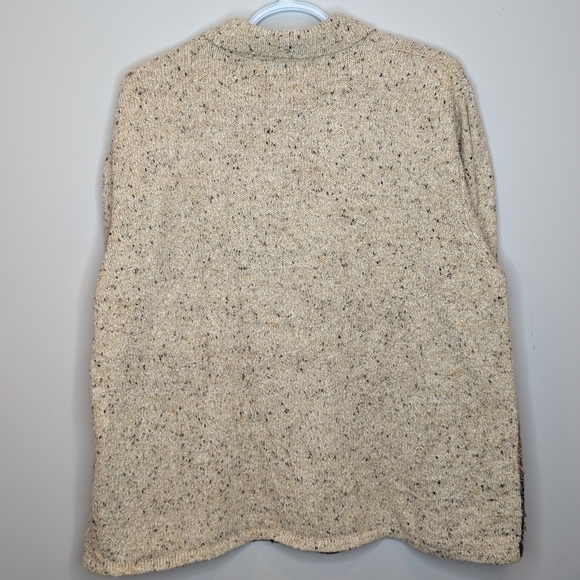 Tan Jay Brown & Oatmeal Knit Embroidered Zip Up Collared Sweater Women Large - Picture 2 of 10